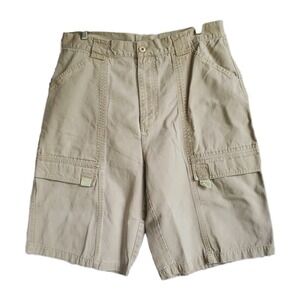 Vintage PJ Mark Men's Khaki Cargo Shorts Utility‎ Pockets Baggy Skater Sz 36 Y2K